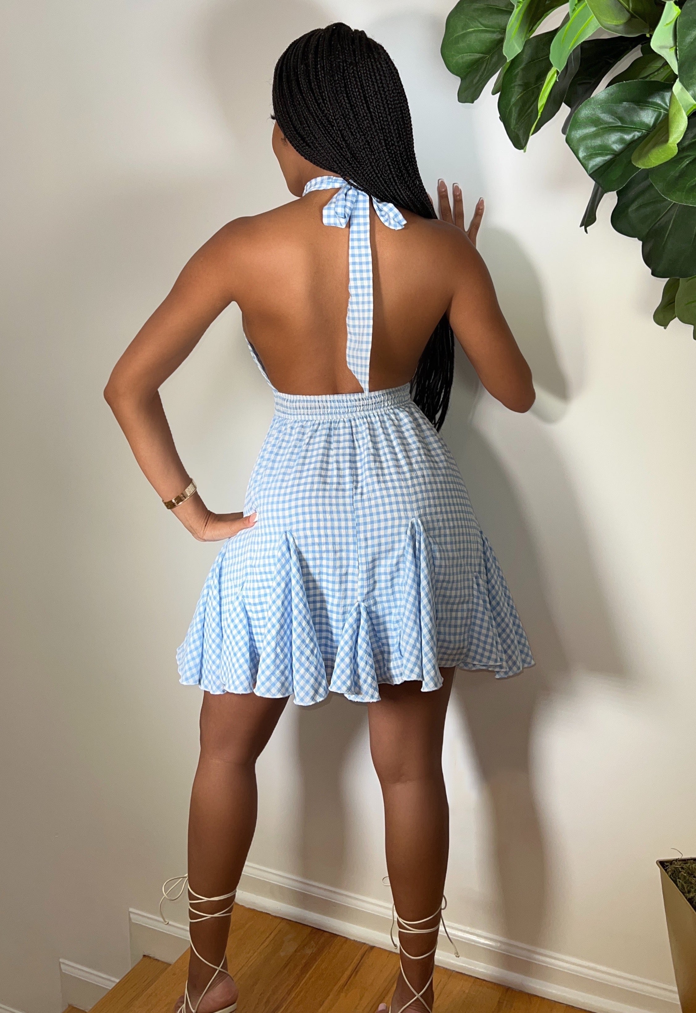 Gingham Halter Mini Dress